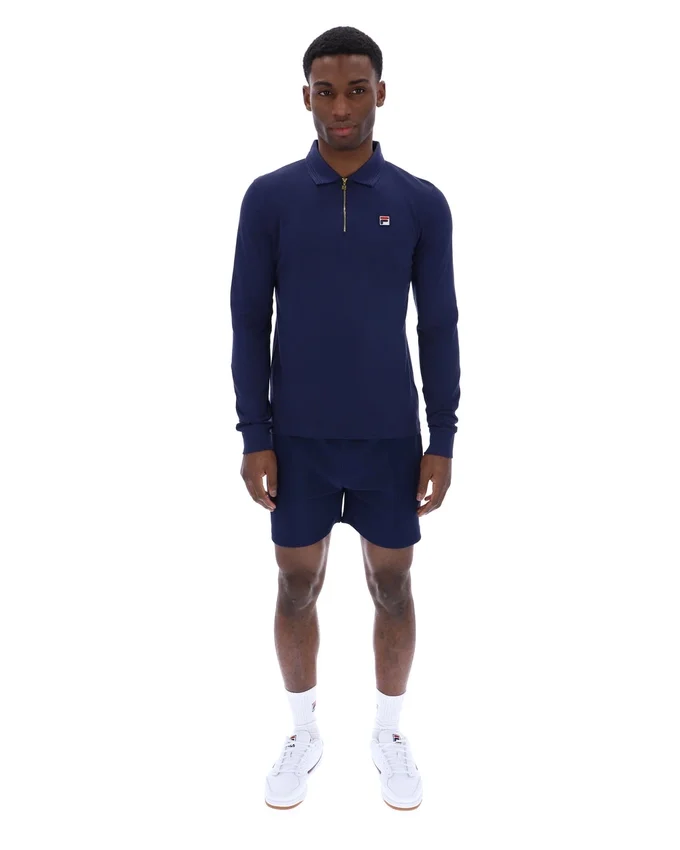 Fila Navy Emiliano Long-Sleeve Polo