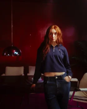 Fila Navy Fiorella 1/4 Zip Up Hoodie