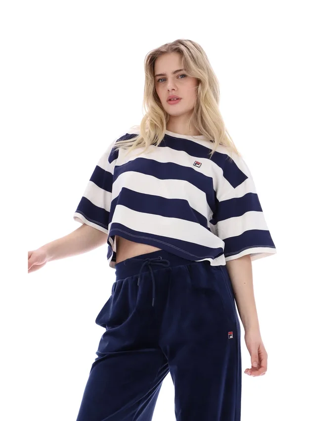 Fila Navy Genoa Boxy Cropped Tee
