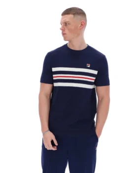 Fila Navy Gerardo Mesh Stripe Knitted Tee