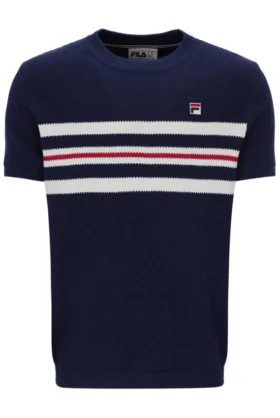 Fila Navy Gerardo Mesh Stripe Knitted Tee