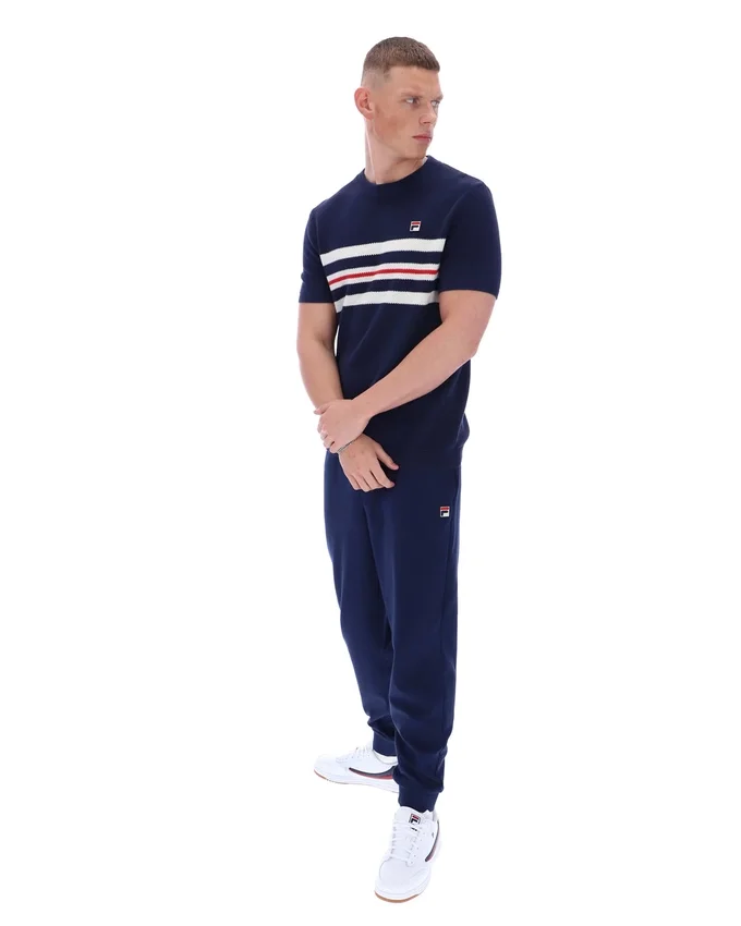 Fila Navy Gerardo Mesh Stripe Knitted Tee