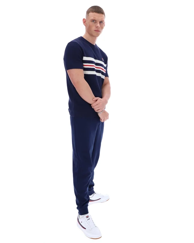 Fila Navy Gerardo Mesh Stripe Knitted Tee