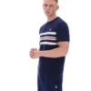 Fila Navy Gerardo Mesh Stripe Knitted Tee
