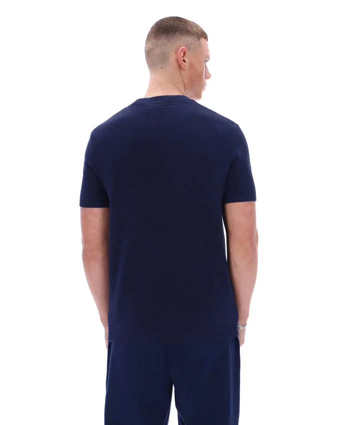 Fila Navy Gerardo Mesh Stripe Knitted Tee
