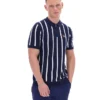 Fila Navy Giorgio Crochet Patchwork Knitted Polo
