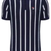 Fila Navy Giorgio Crochet Patchwork Knitted Polo