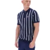 Fila Navy Giorgio Crochet Patchwork Knitted Polo