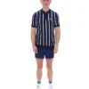 Fila Navy Giorgio Crochet Patchwork Knitted Polo