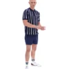 Fila Navy Giorgio Crochet Patchwork Knitted Polo