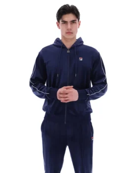 Fila Navy Italo Velour Hoodie