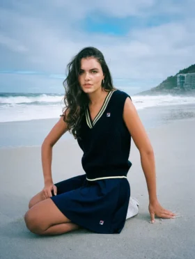 Fila Navy Jorja Cable Knit Vest