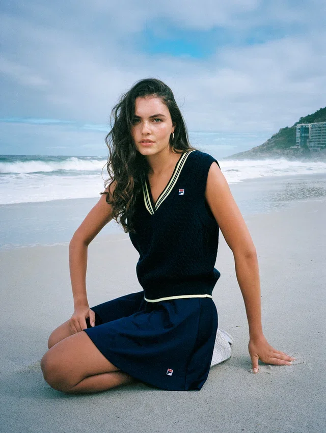 Fila Navy Jorja Cable Knit Vest