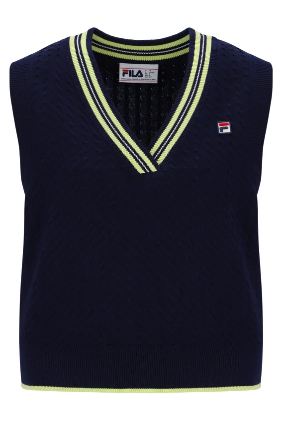 Fila Navy Jorja Cable Knit Vest