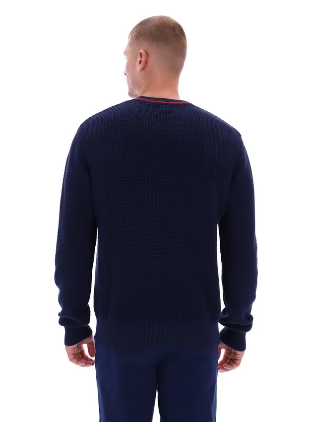 Fila Navy Kallum Waffle Textured Crew Neck Jumper