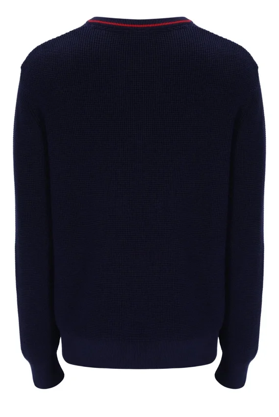 Fila Navy Kallum Waffle Textured Crew Neck Jumper