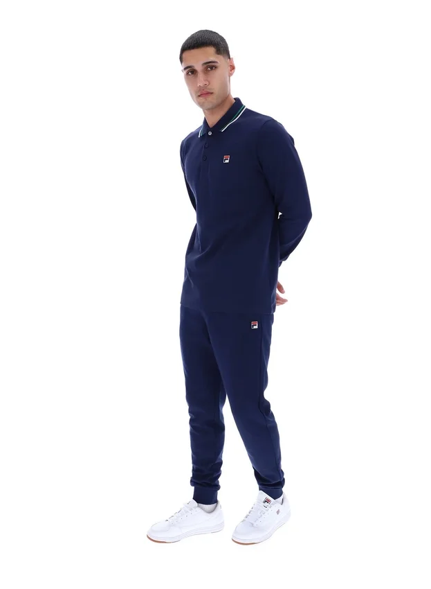 Fila Navy Monte Tipped Collar Long Sleeve Polo