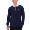 Fila Navy Nowell Waffle Knit Long Sleeve Polo