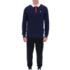 Fila Navy Nowell Waffle Knit Long Sleeve Polo