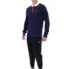 Fila Navy Nowell Waffle Knit Long Sleeve Polo