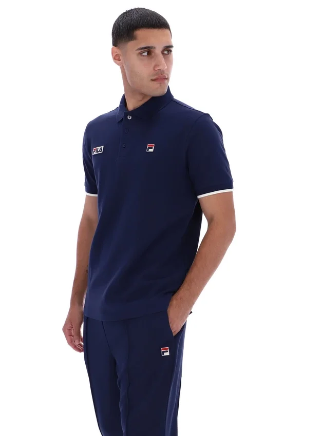Fila Navy Pablo Three-Button Tipped Rib Polo Shirt