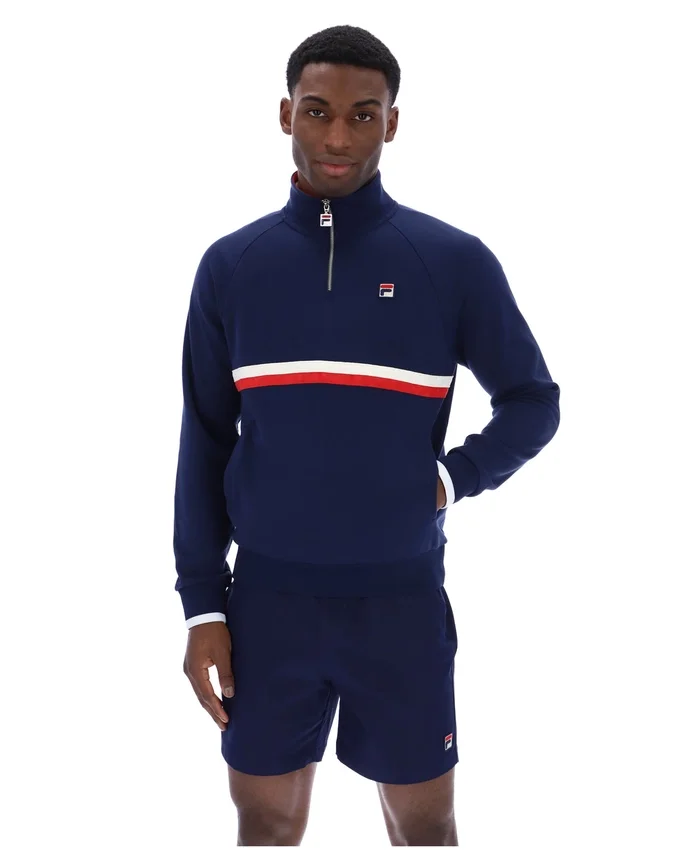 Fila Navy Rolando 1/4 Zip Neck Sweatshirt