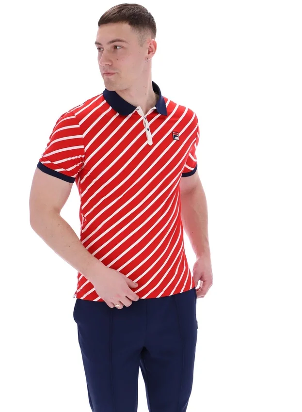 Fila Red Jaye Diagonal Stripe Polo