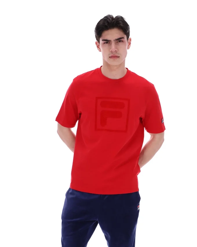 Fila Red Pepe Tee with Flock Logo