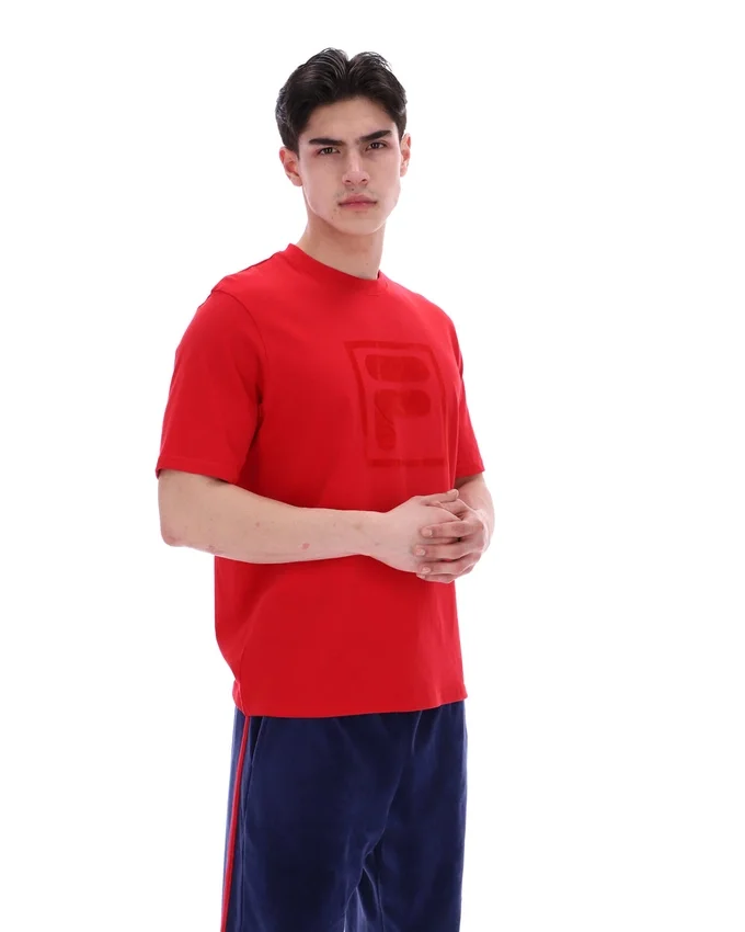 Fila Red Pepe Tee with Flock Logo
