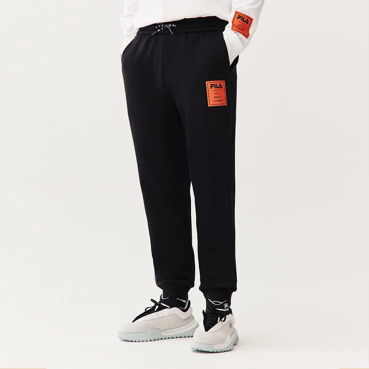 FILA x MIHARA Crossover Casual Bundle Feet Sports Knit Long Pants Black