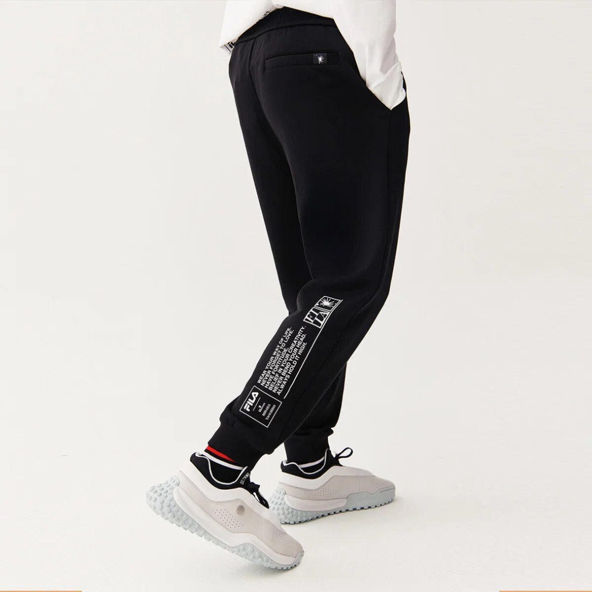 FILA x MIHARA Crossover Casual Bundle Feet Sports Knit Long Pants Black