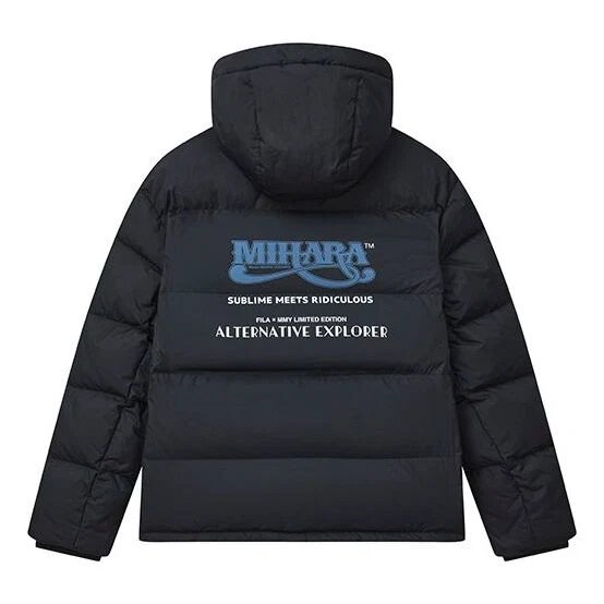 FILA x MIHARA YASUHIRO Collaborative Oversized Hooded Down Jacket "Black White Blue"