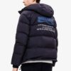 FILA x MIHARA YASUHIRO Collaborative Oversized Hooded Down Jacket "Black White Blue"