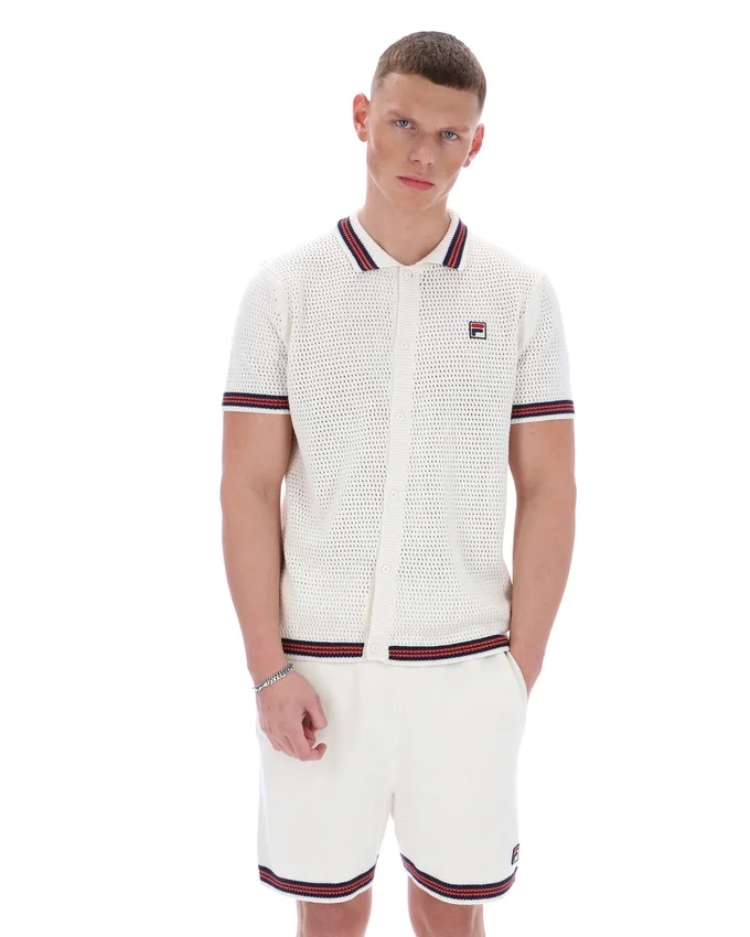 Gardenia Domenico Crochet Knitted Shirt with Contrast Tipping