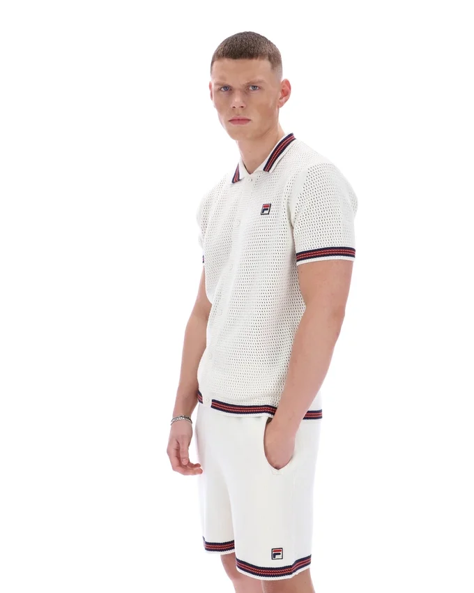 Gardenia Domenico Crochet Knitted Shirt with Contrast Tipping