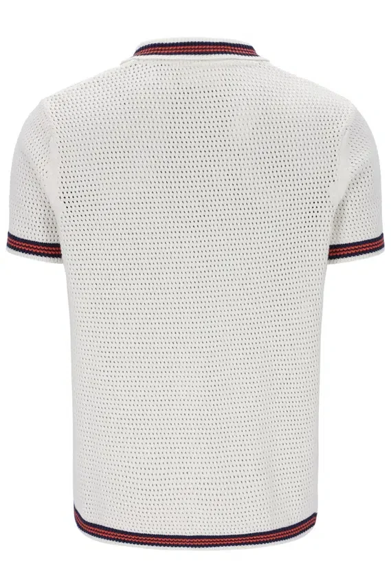 Gardenia Domenico Crochet Knitted Shirt with Contrast Tipping