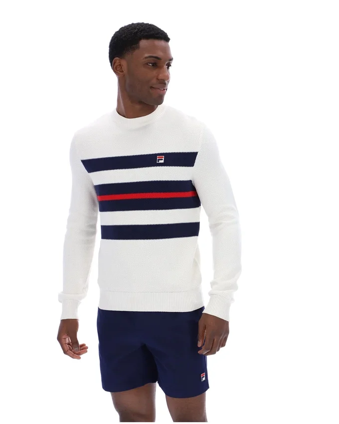 Gardenia Giuseppe Mesh Stripe Knitted Crew Neck