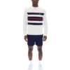 Gardenia Giuseppe Mesh Stripe Knitted Crew Neck