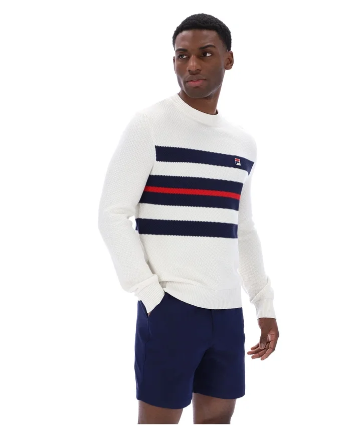 Gardenia Giuseppe Mesh Stripe Knitted Crew Neck
