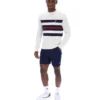 Gardenia Giuseppe Mesh Stripe Knitted Crew Neck