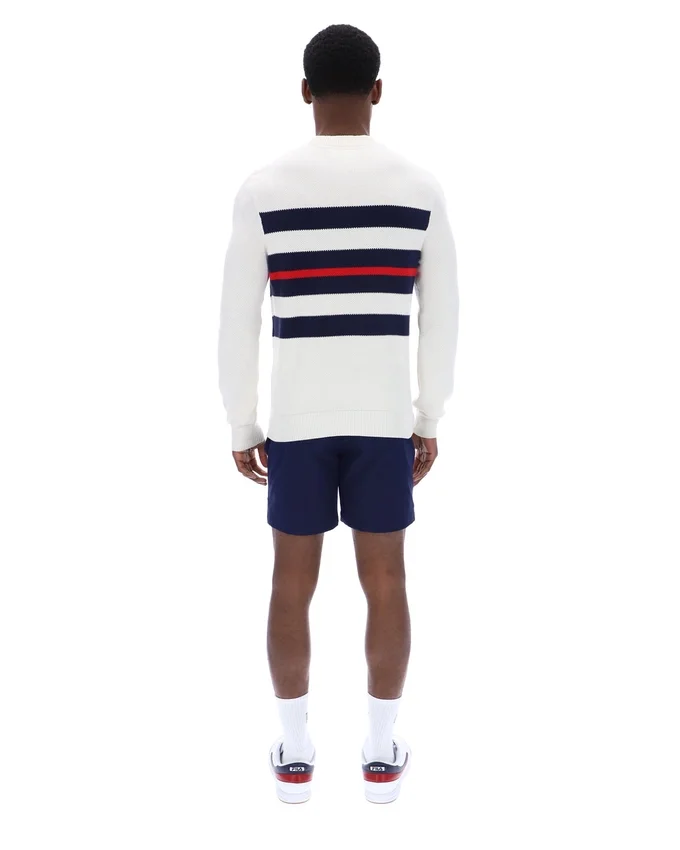 Gardenia Giuseppe Mesh Stripe Knitted Crew Neck