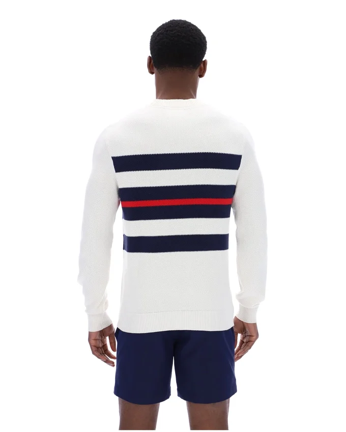Gardenia Giuseppe Mesh Stripe Knitted Crew Neck