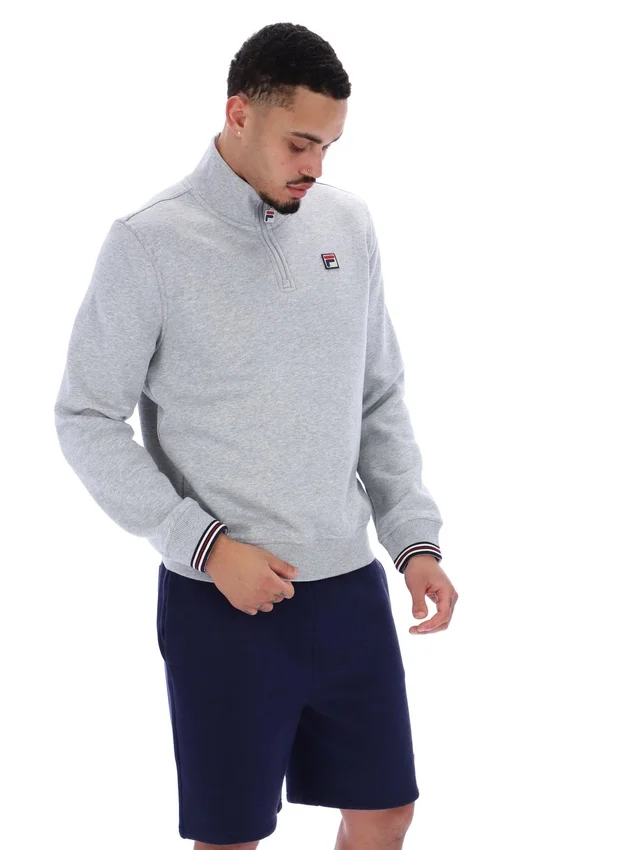 Grey Marl Ramy F-Box 1/4 Zip With Yarn Dye Cuff