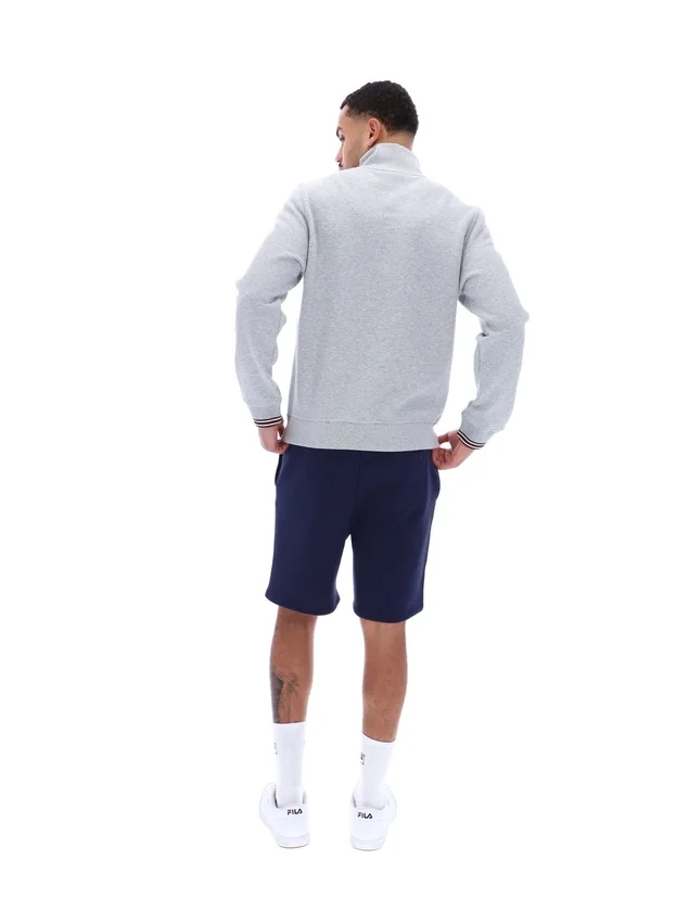 Grey Marl Ramy F-Box 1/4 Zip With Yarn Dye Cuff
