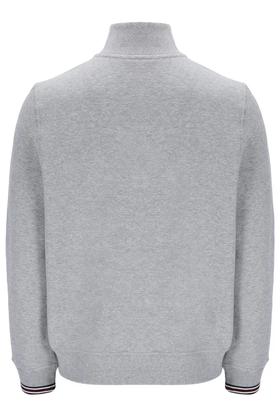 Grey Marl Ramy F-Box 1/4 Zip With Yarn Dye Cuff