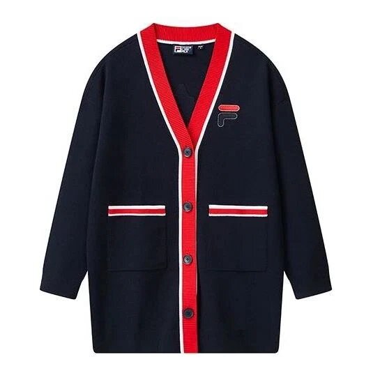 Knitted Coat "Navy Red"