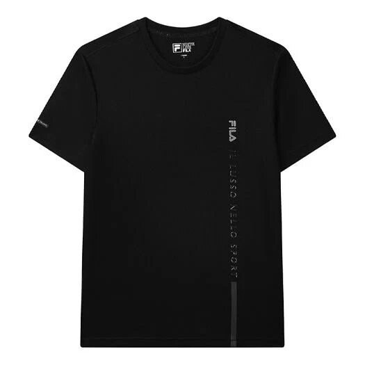 Letter Logo Loose Crewneck Short Sleeve Men"s Black