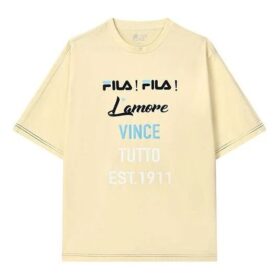 Letters Logo Print Sport Loose Round Neck Short Sleeves T Shirt Men"s Yellow