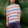 Logo Full Print Sports Loose Round Neck Short Sleeve White