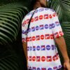 Logo Full Print Sports Loose Round Neck Short Sleeve White